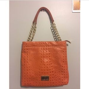 Genuine leather burnt orange handbag